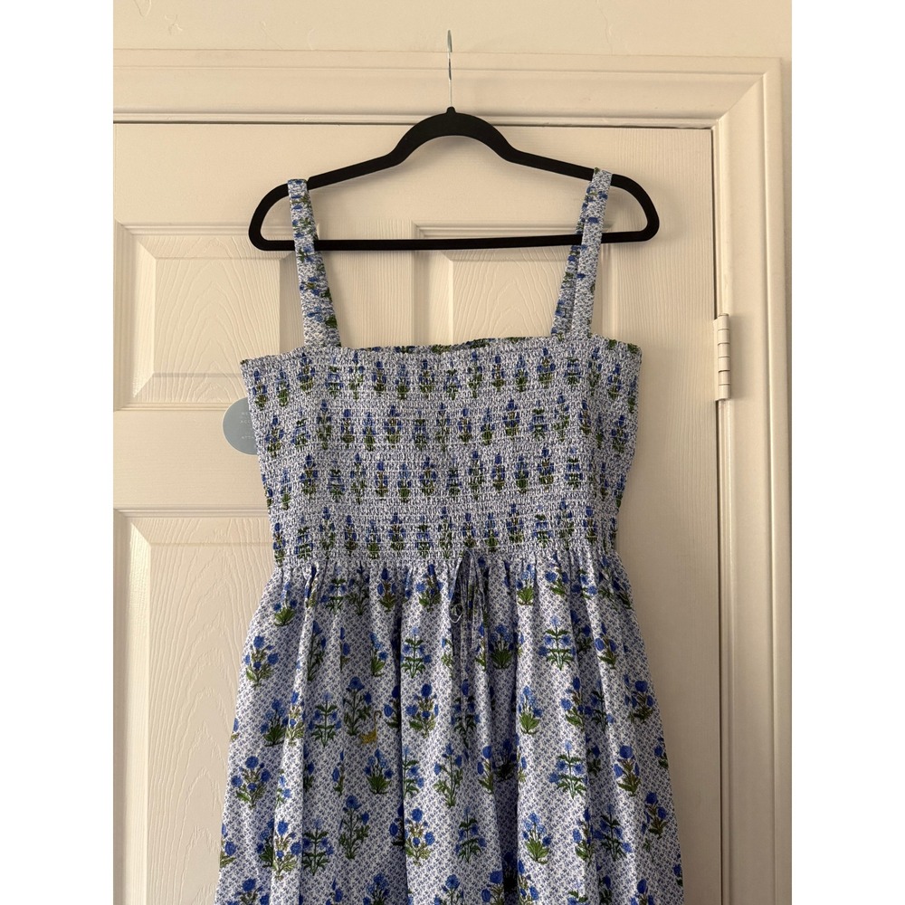 hill house the anita nap dress blue block floral print, women size large - Picture 4 of 9